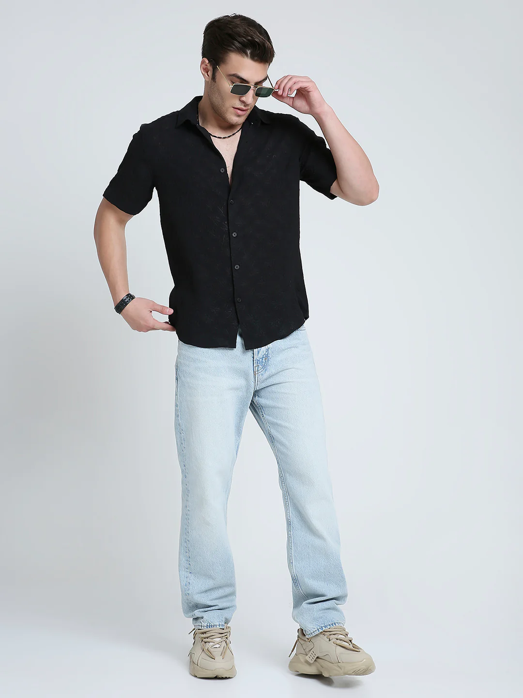 Onyx Black Floral Textured Shirt - Image 7