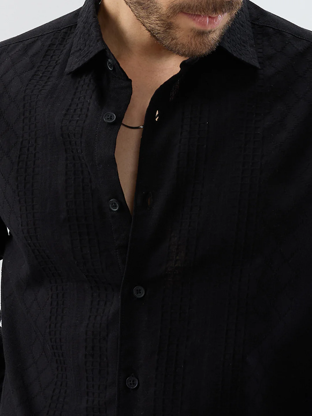 Onyx Black Refined Embroidered Shirt - Image 3