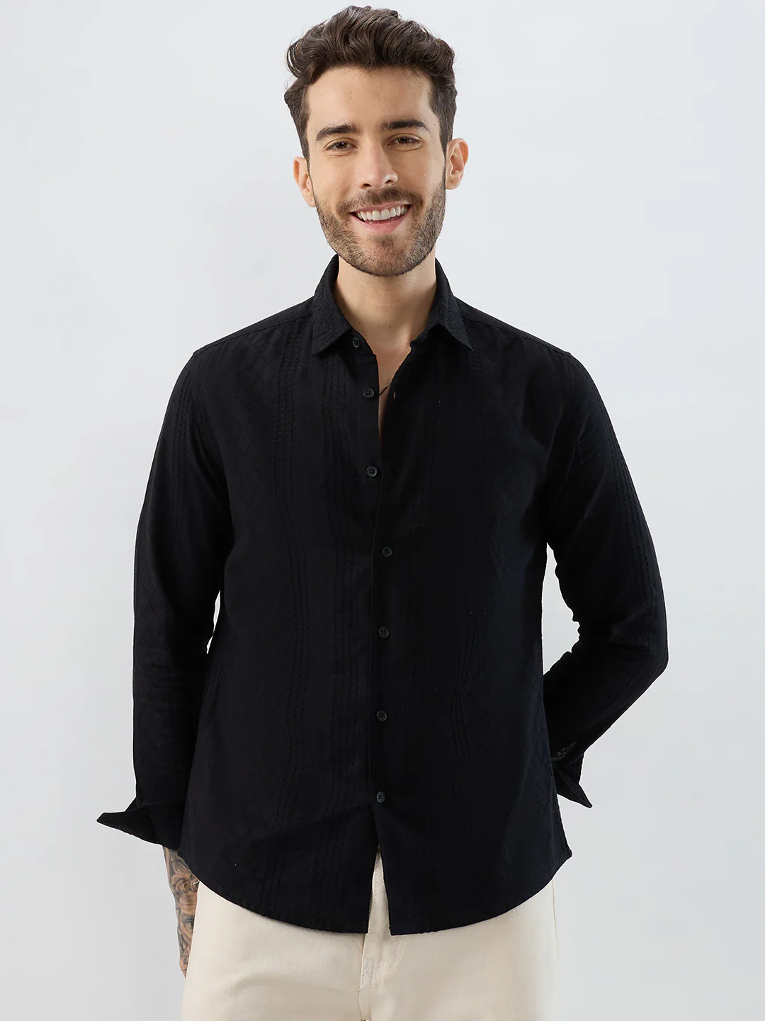 Onyx Black Refined Embroidered Shirt - Image 4