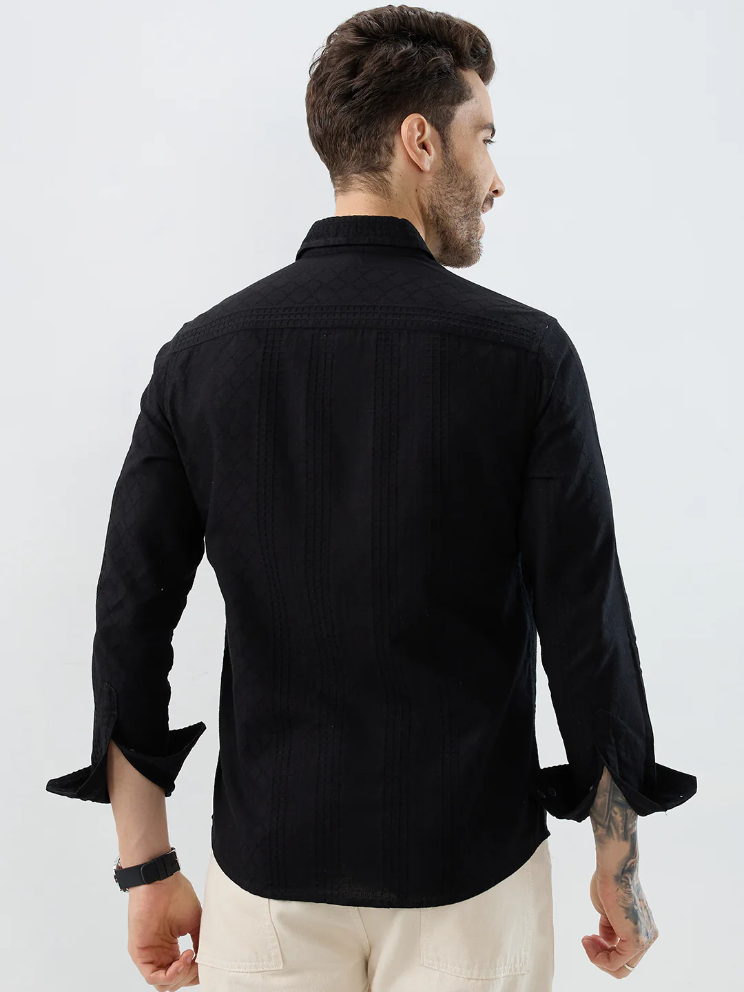 Onyx Black Refined Embroidered Shirt - Image 6