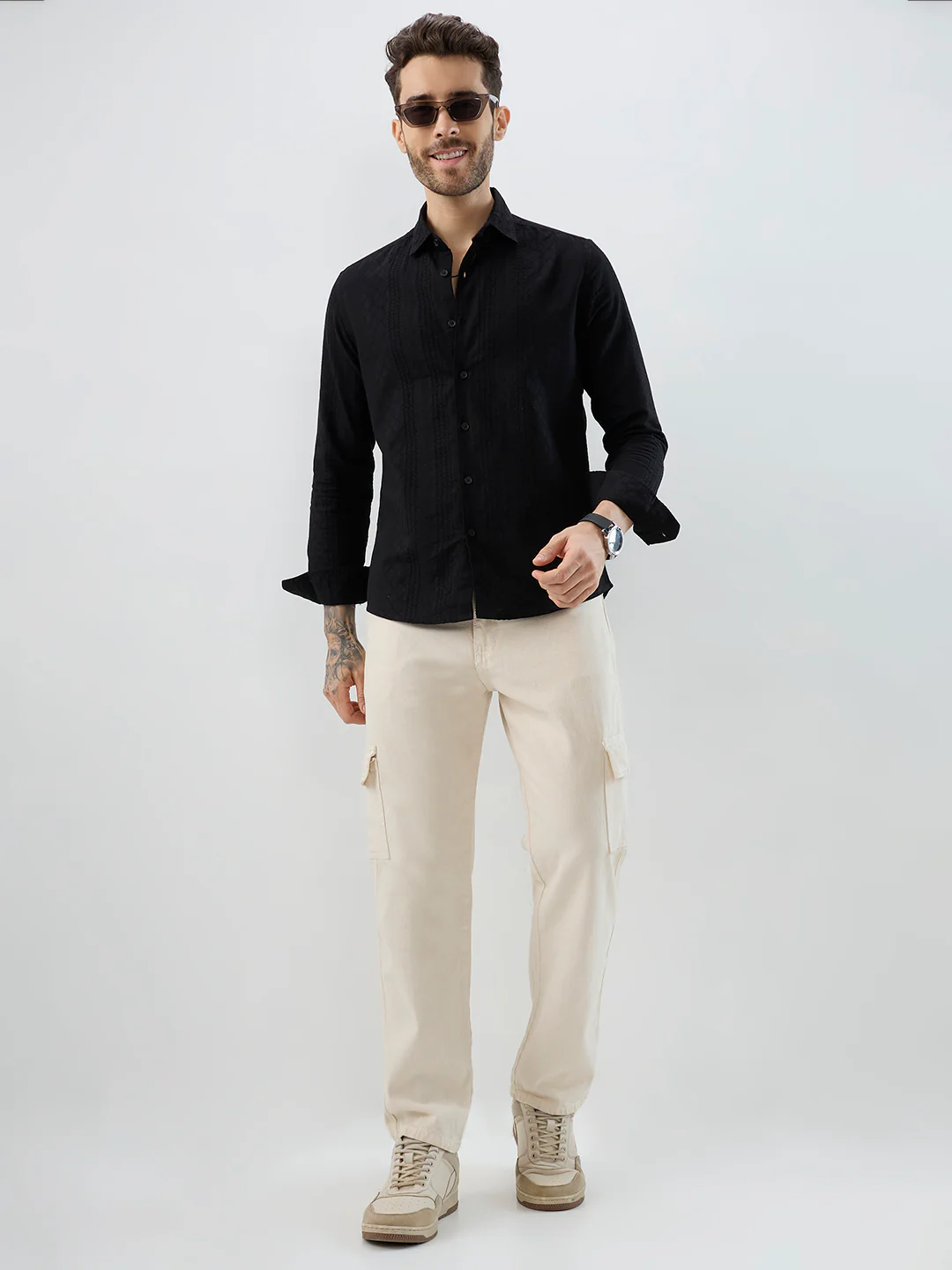 Onyx Black Refined Embroidered Shirt - Image 7