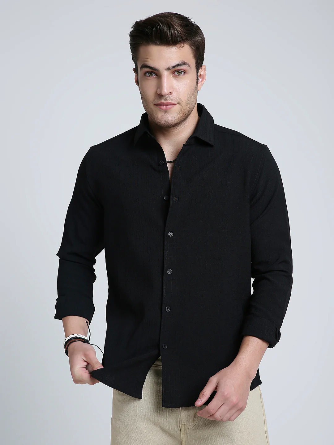 Onyx Black Refined Weave Shirt - Image 5