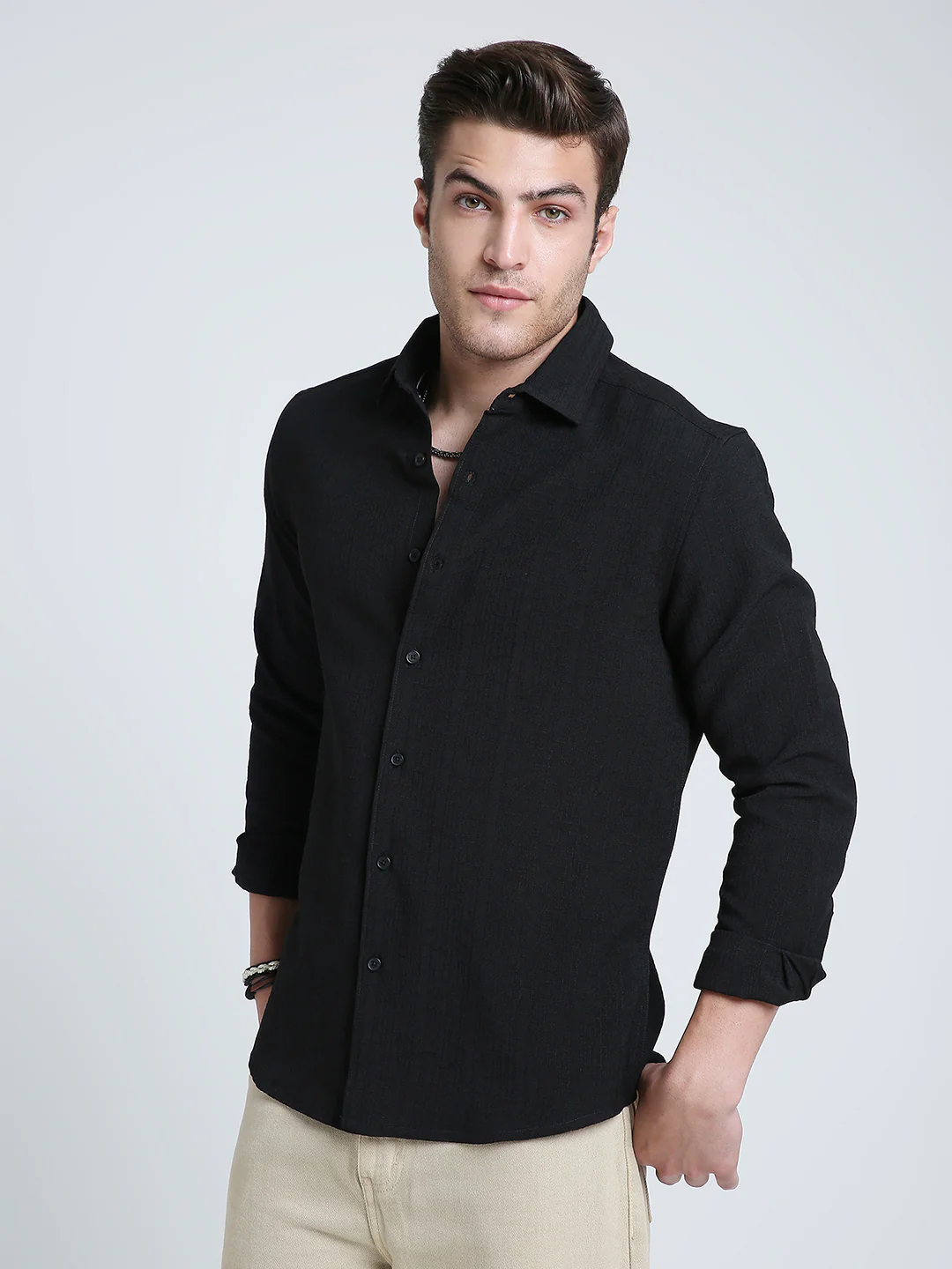 Onyx Black Refined Weave Shirt - Image 6