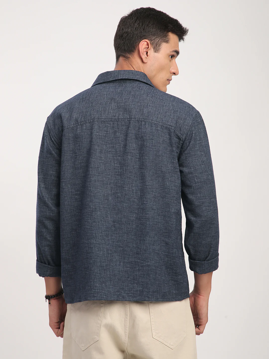 Onyx Grey Chambray Oversized Polo Shirt - Image 5