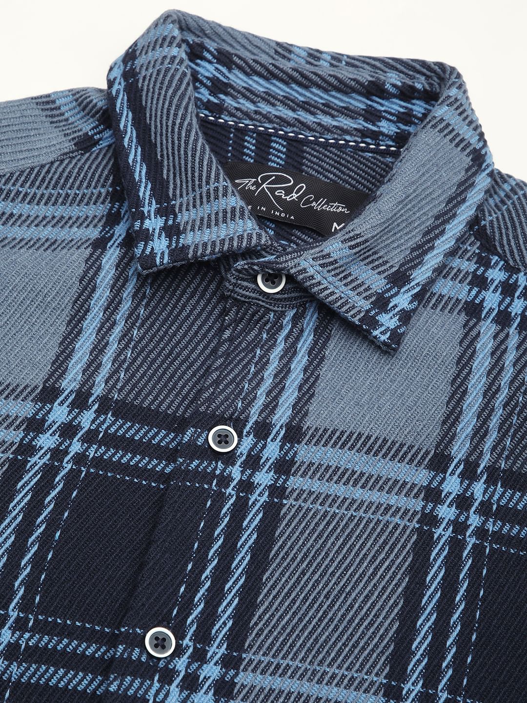 Opulent Blue Heavy Twill Tartan Checks Shirt - Image 3