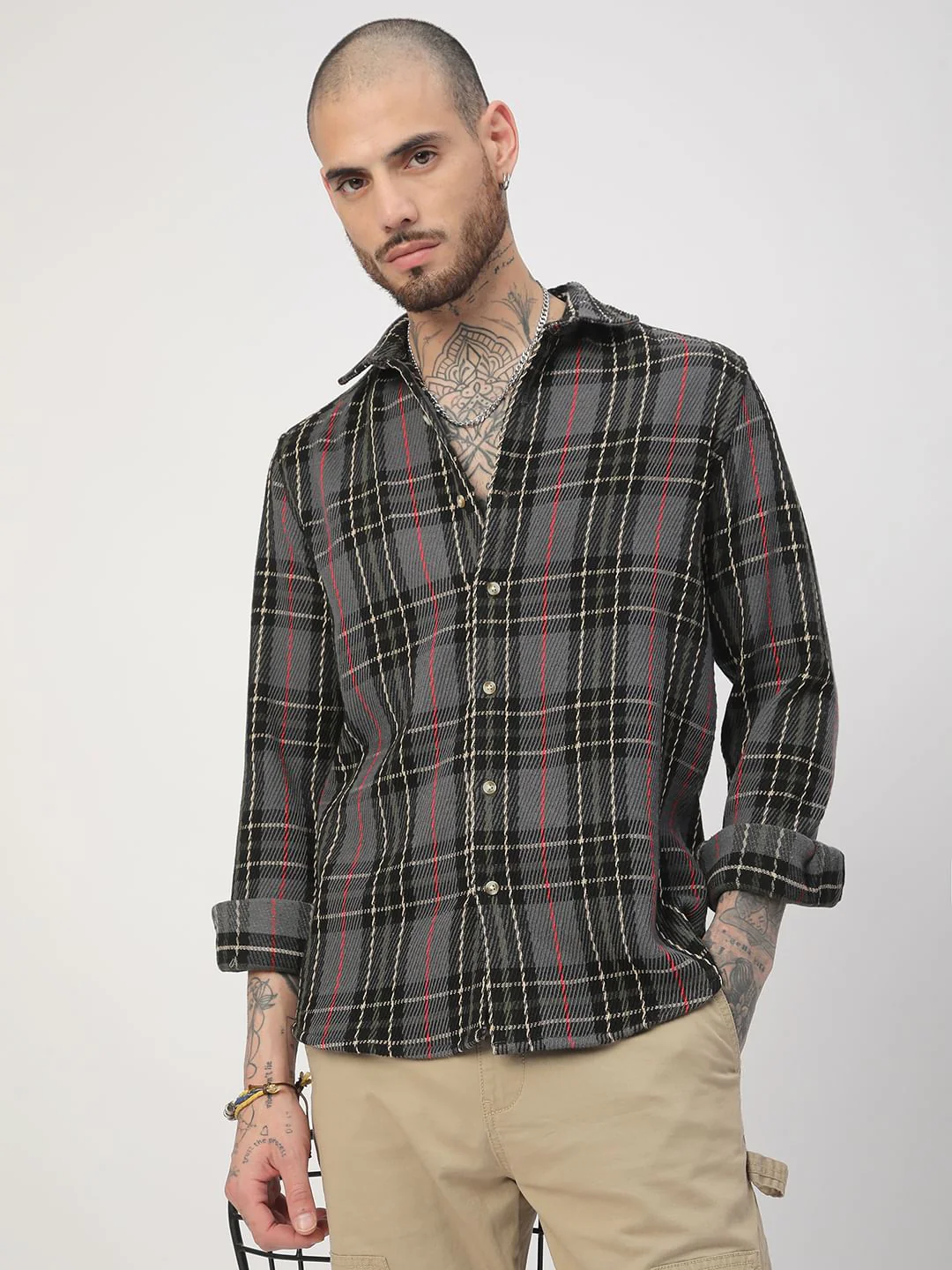 Opulent Multicolour Heavy Twill Broad Checks Shirt - Image 4
