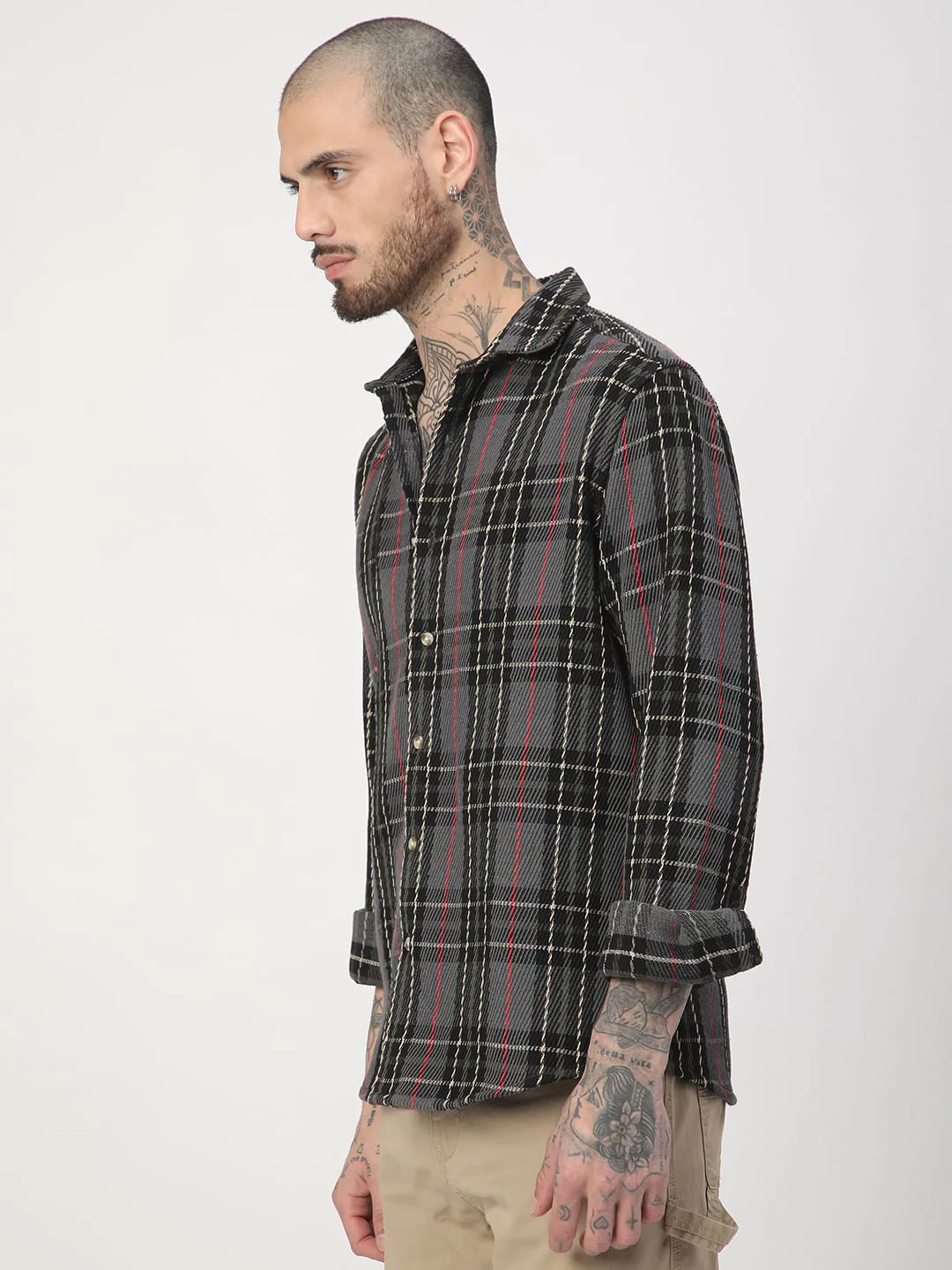 Opulent Multicolour Heavy Twill Broad Checks Shirt - Image 5