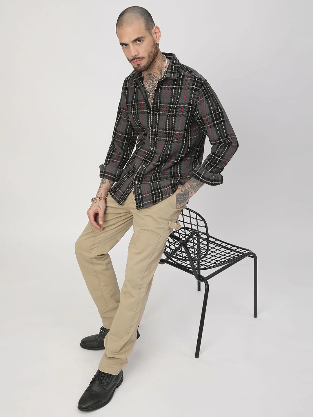 Opulent Multicolour Heavy Twill Broad Checks Shirt - Image 7