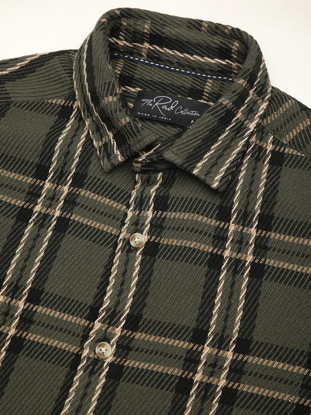 Opulent Olive & Black Heavy Twill Box Checks Shirt - Image 3