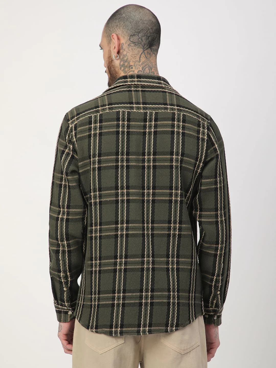 Opulent Olive & Black Heavy Twill Box Checks Shirt - Image 7