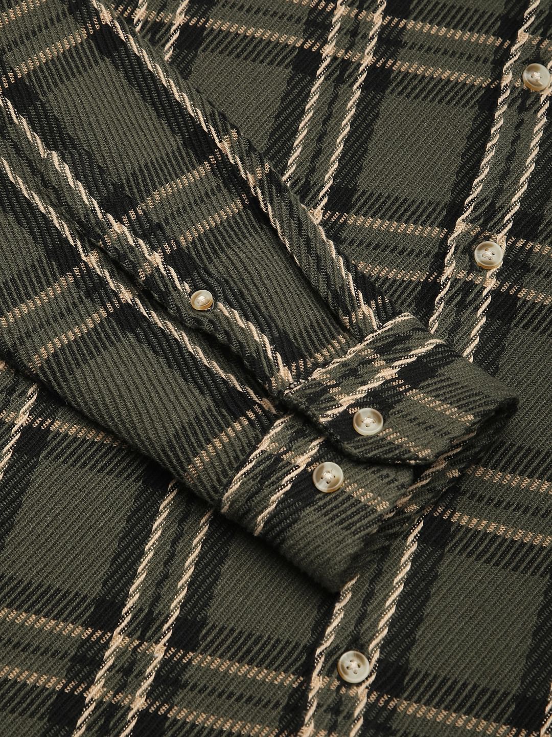 Opulent Olive & Black Heavy Twill Box Checks Shirt - Image 9
