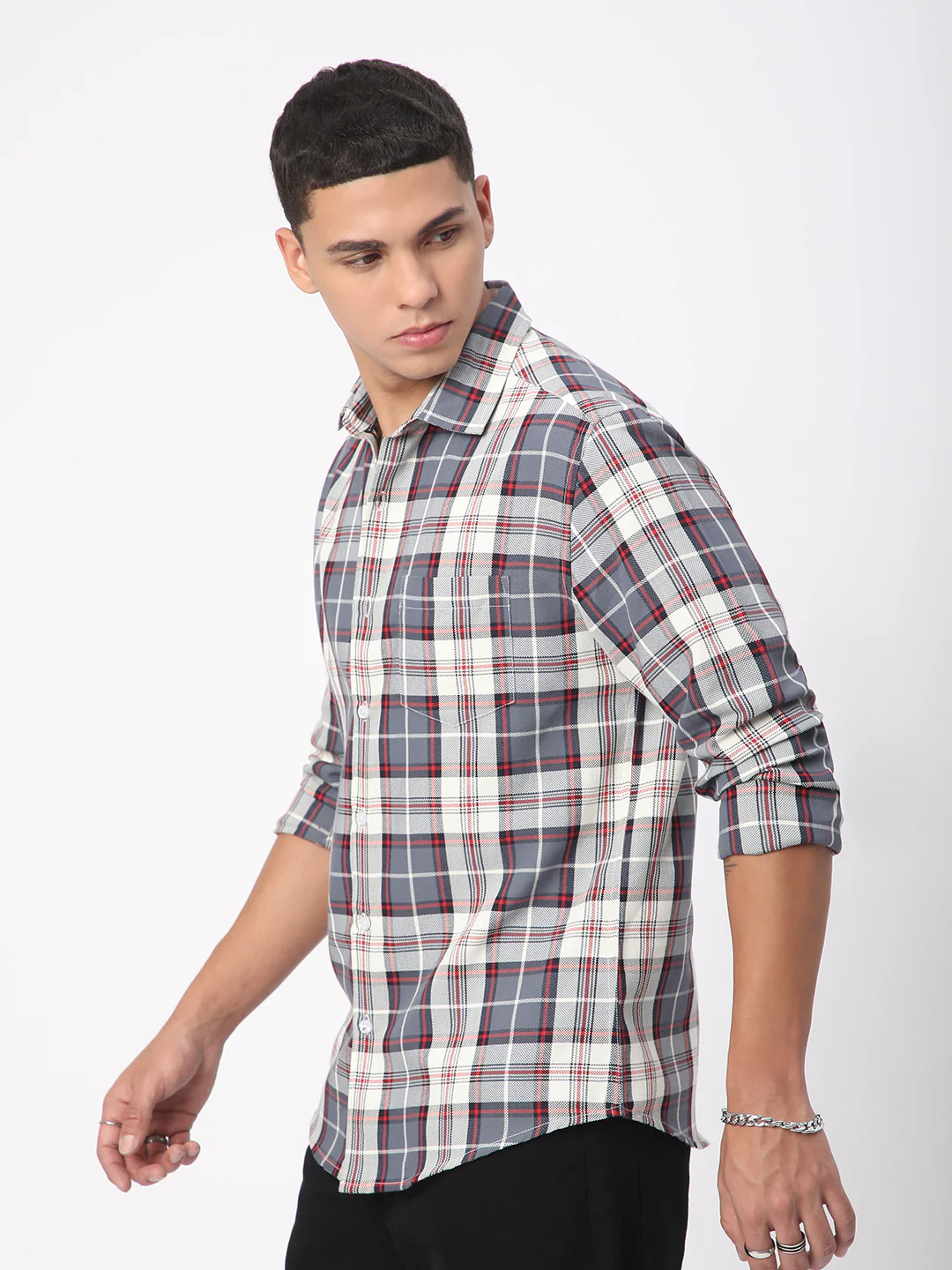 Opulent Tartanique Grey Checkered Shirt - Image 6