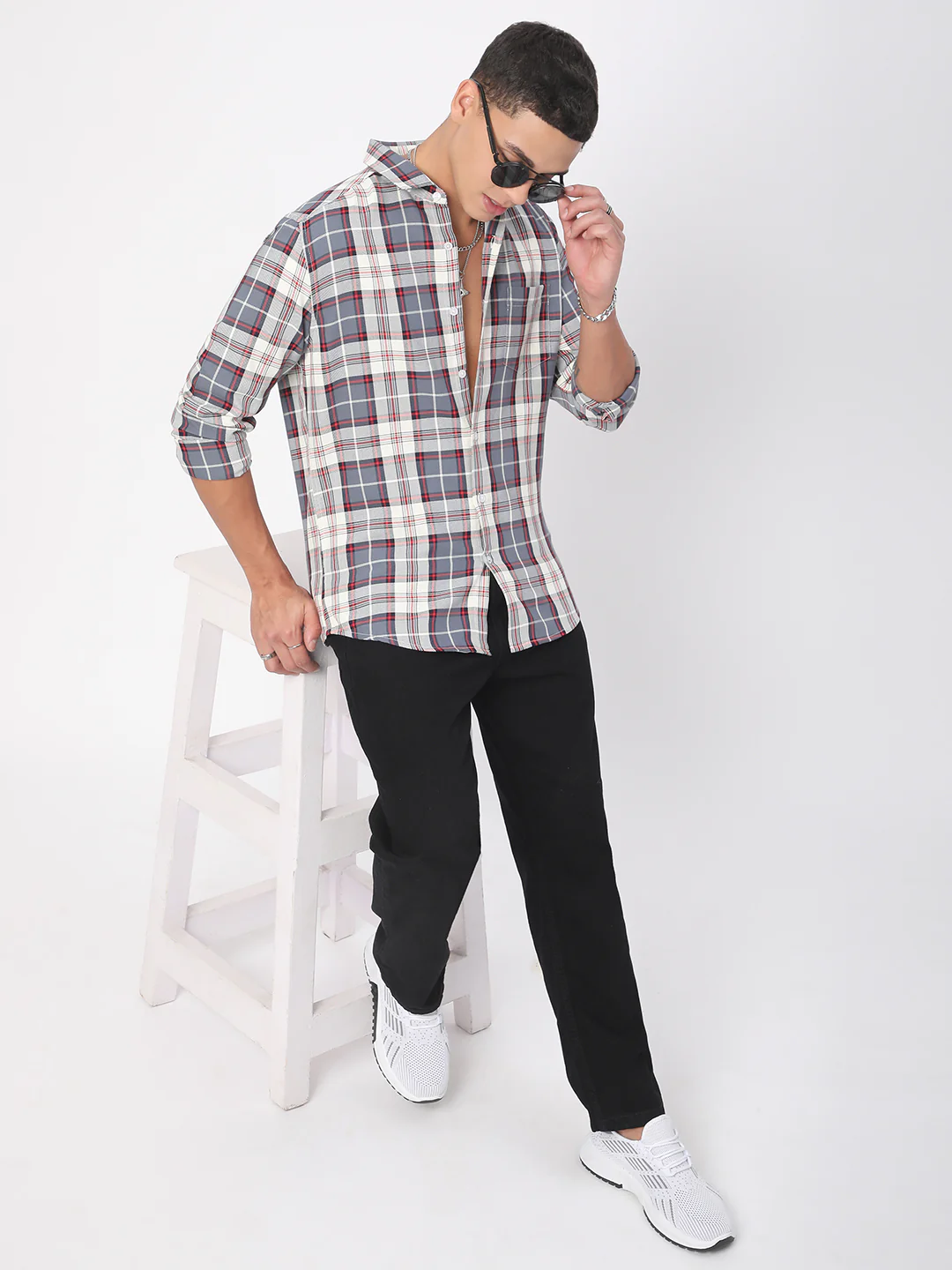 Opulent Tartanique Grey Checkered Shirt - Image 8