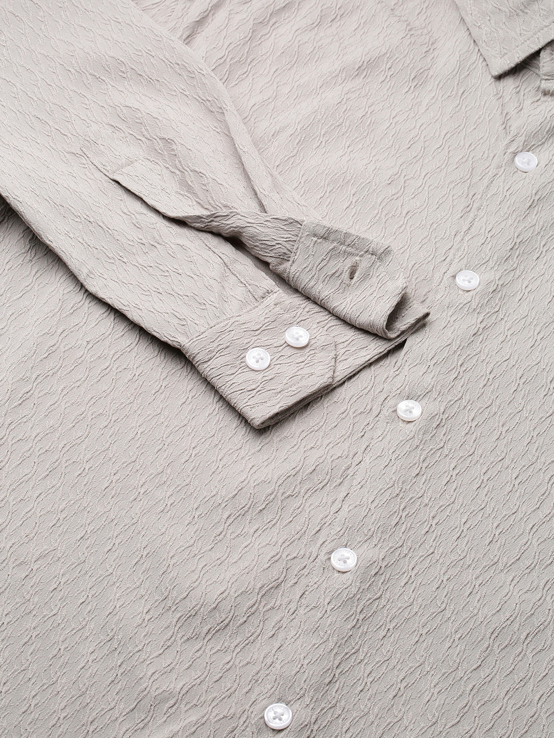 Ornate Cloud Grey Jacquard Shirt - Image 4