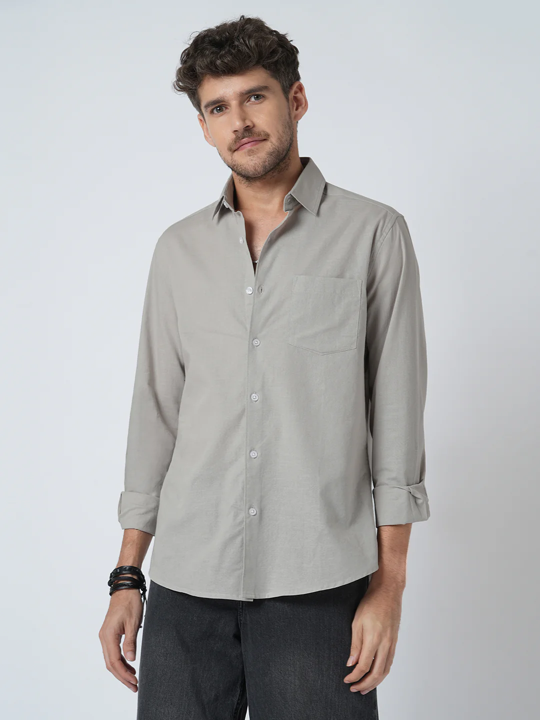 Oyster Grey Slub Shirt - Image 4