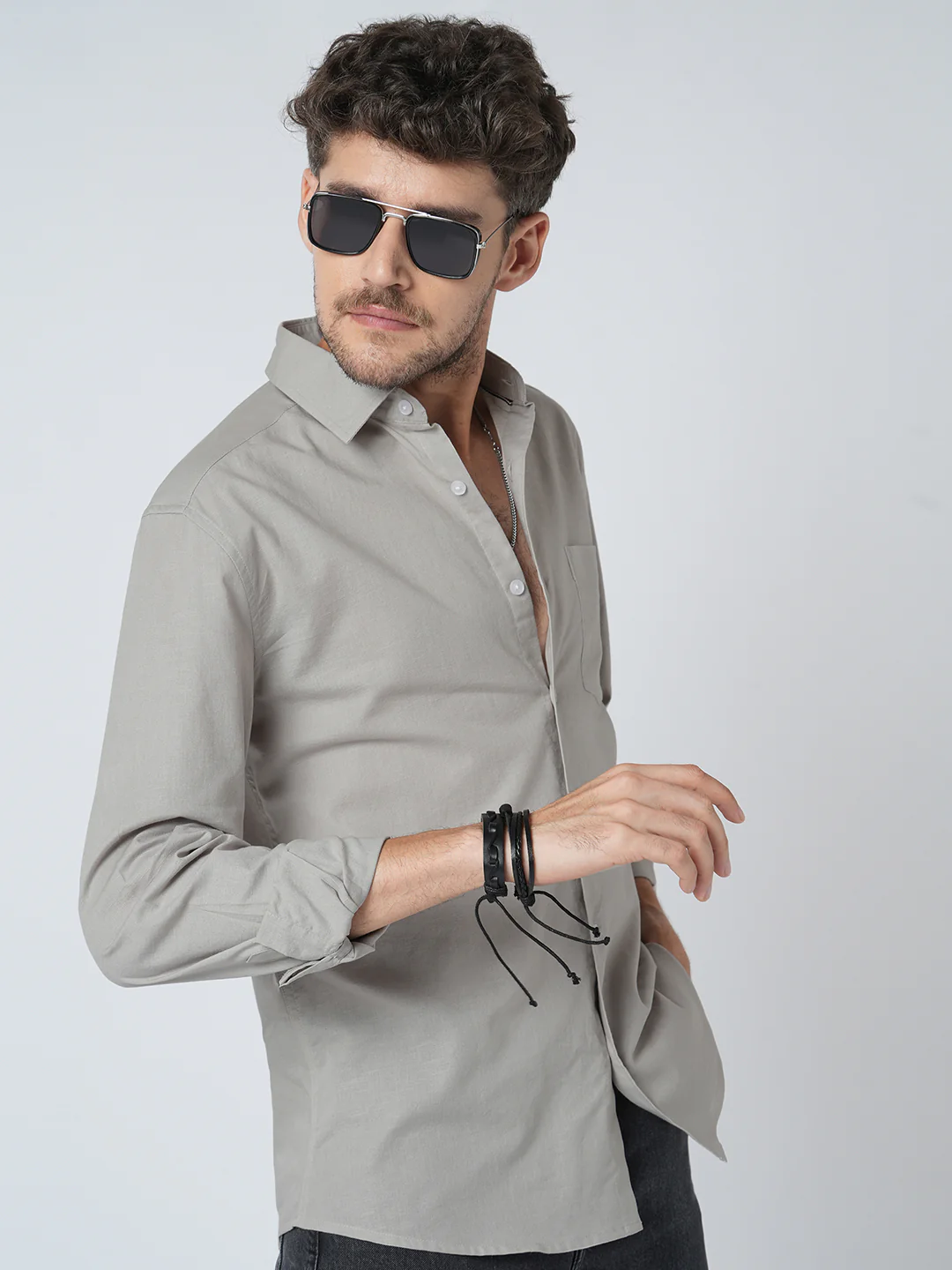 Oyster Grey Slub Shirt - Image 5