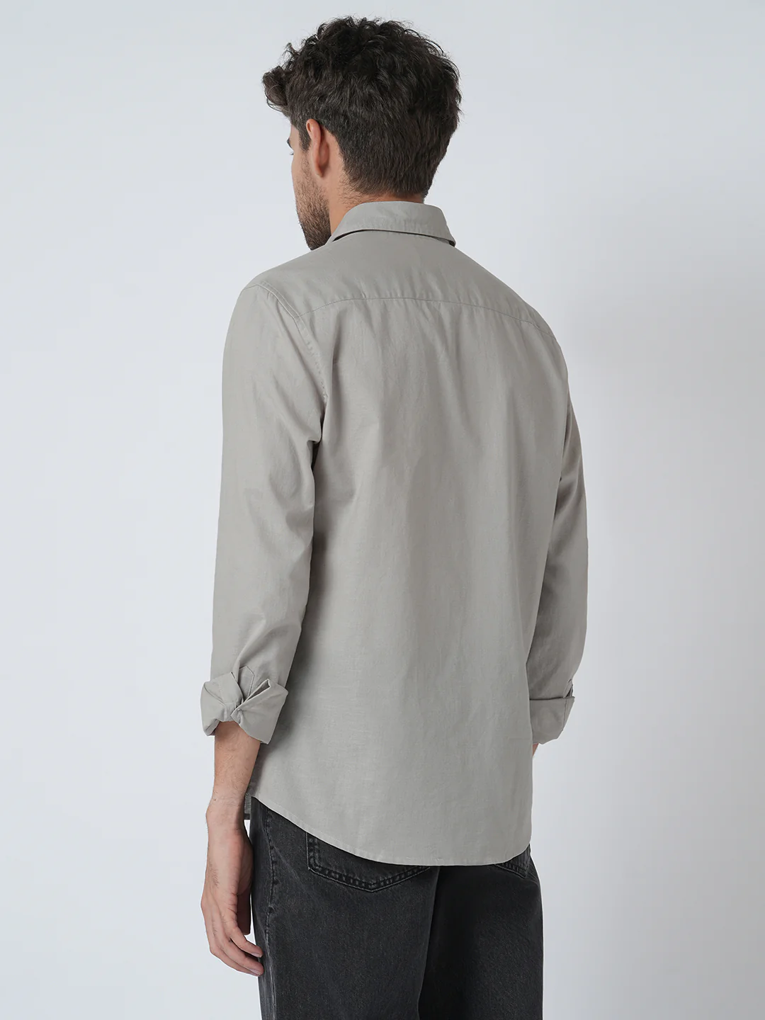 Oyster Grey Slub Shirt - Image 6