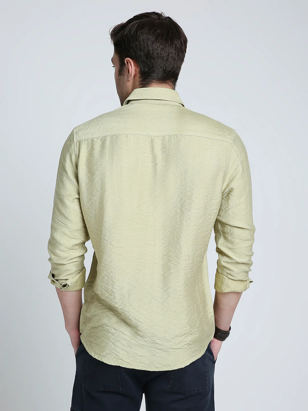 Pale Green Lightweight Crinkled Everyday Shirt - Image 6