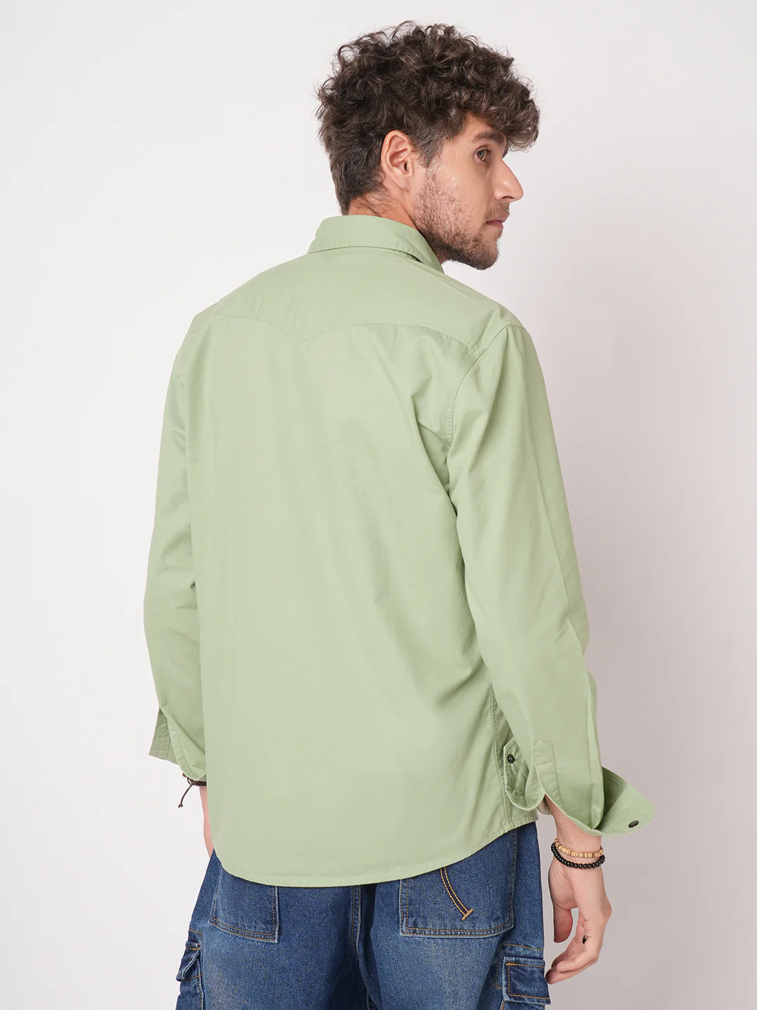 Pale Green Terrain Double Pocket Overshirt - Image 7