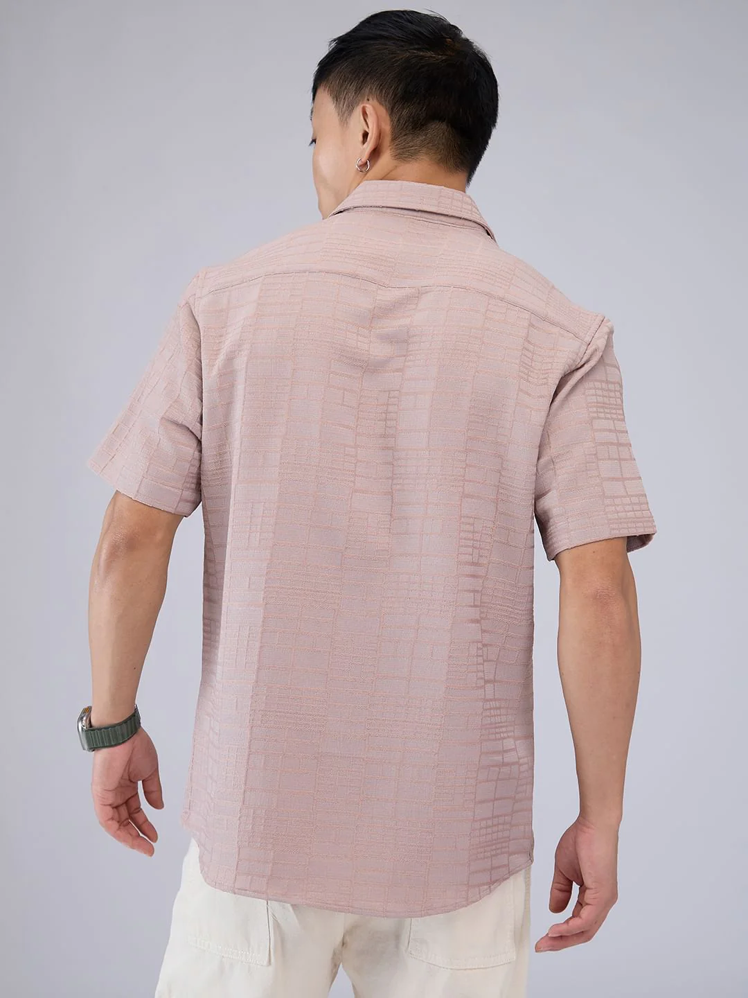 Pale Pink Bold Square Textured Shirt - Image 7