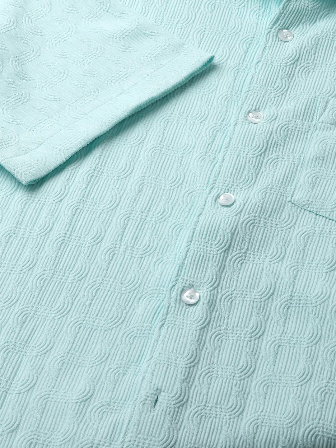 Pale Turquoise Blue Textured Shirt - Image 3