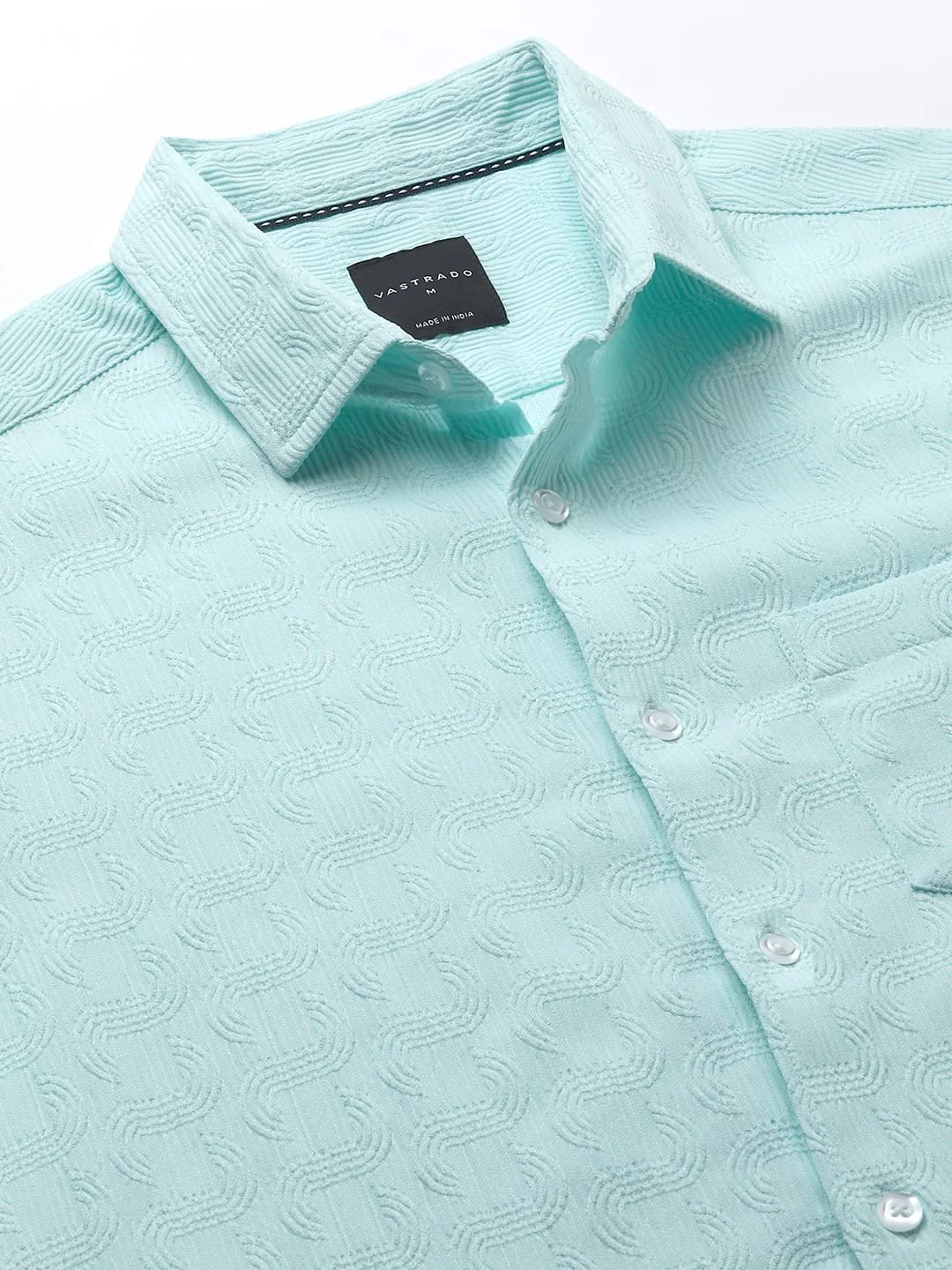 Pale Turquoise Blue Textured Shirt - Image 8
