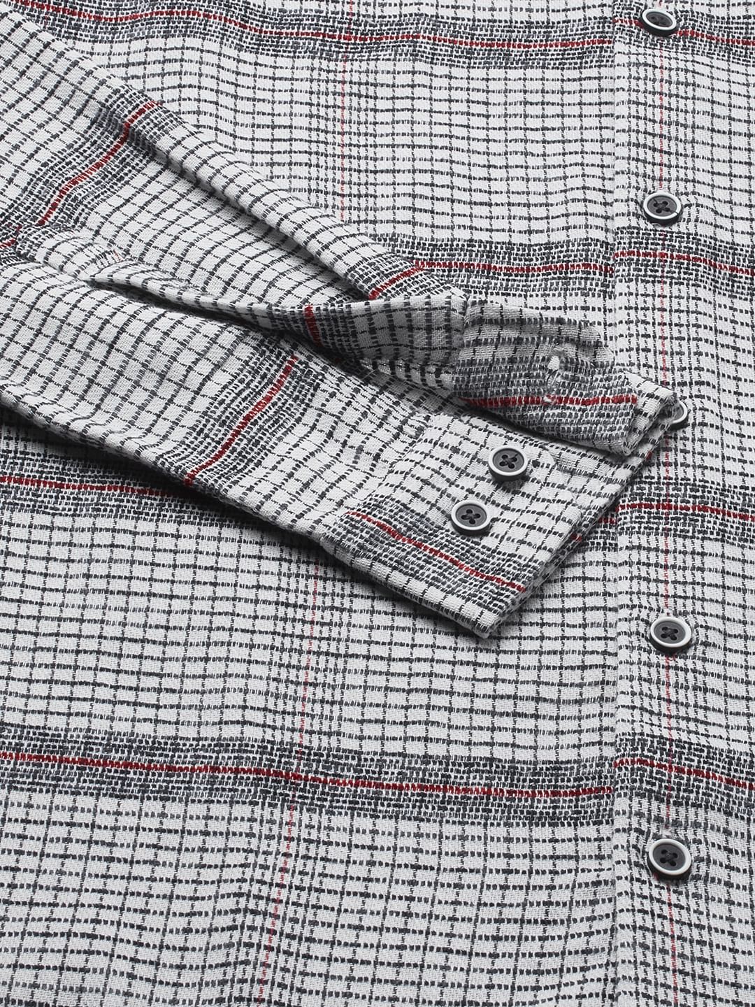 Panache White & Navy Textured Mini Checks Shirt - Image 9