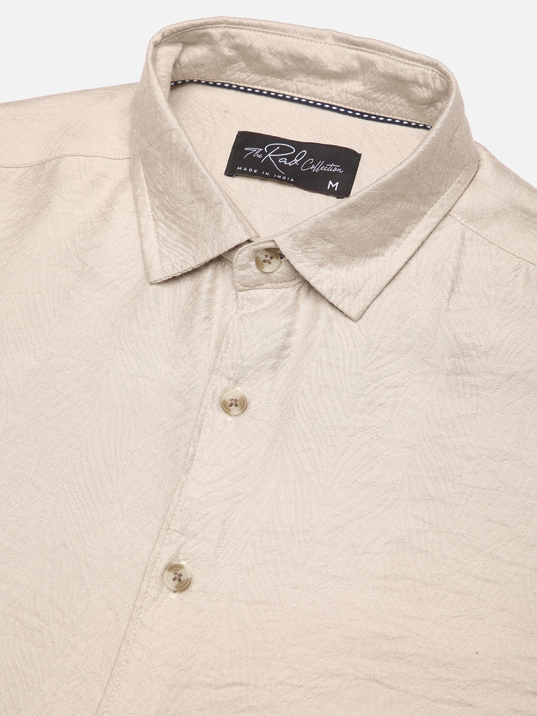 Parchment Beige Rhythmic Wave Jacquard Shirt - Image 3