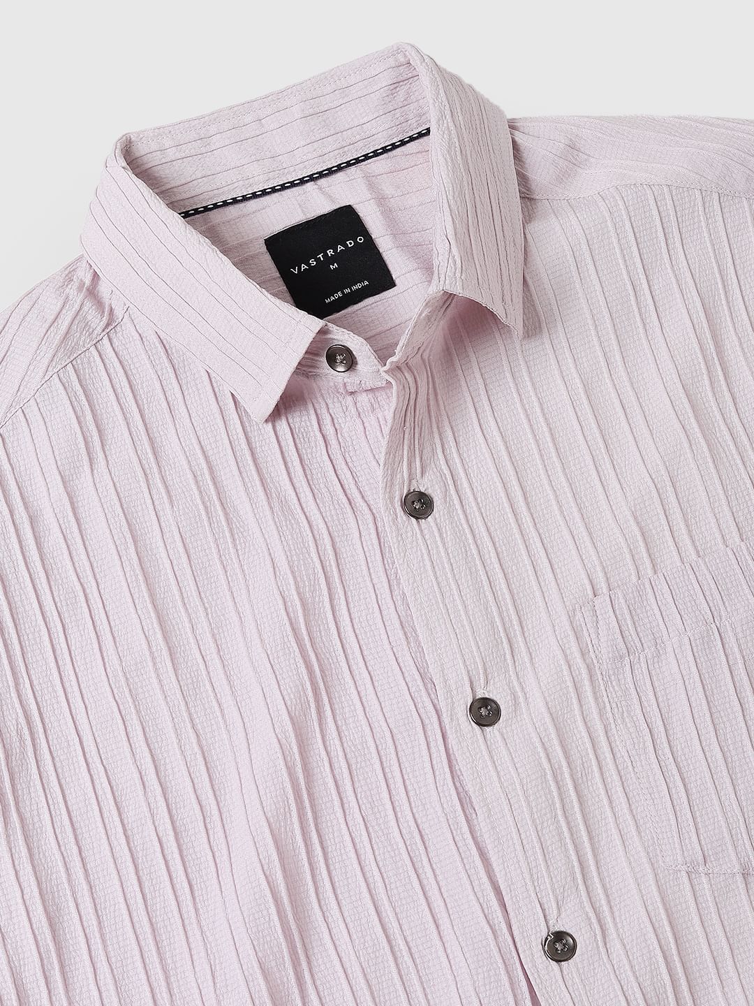 Pastel Candy Pink Line Textured Shirt - Image 3