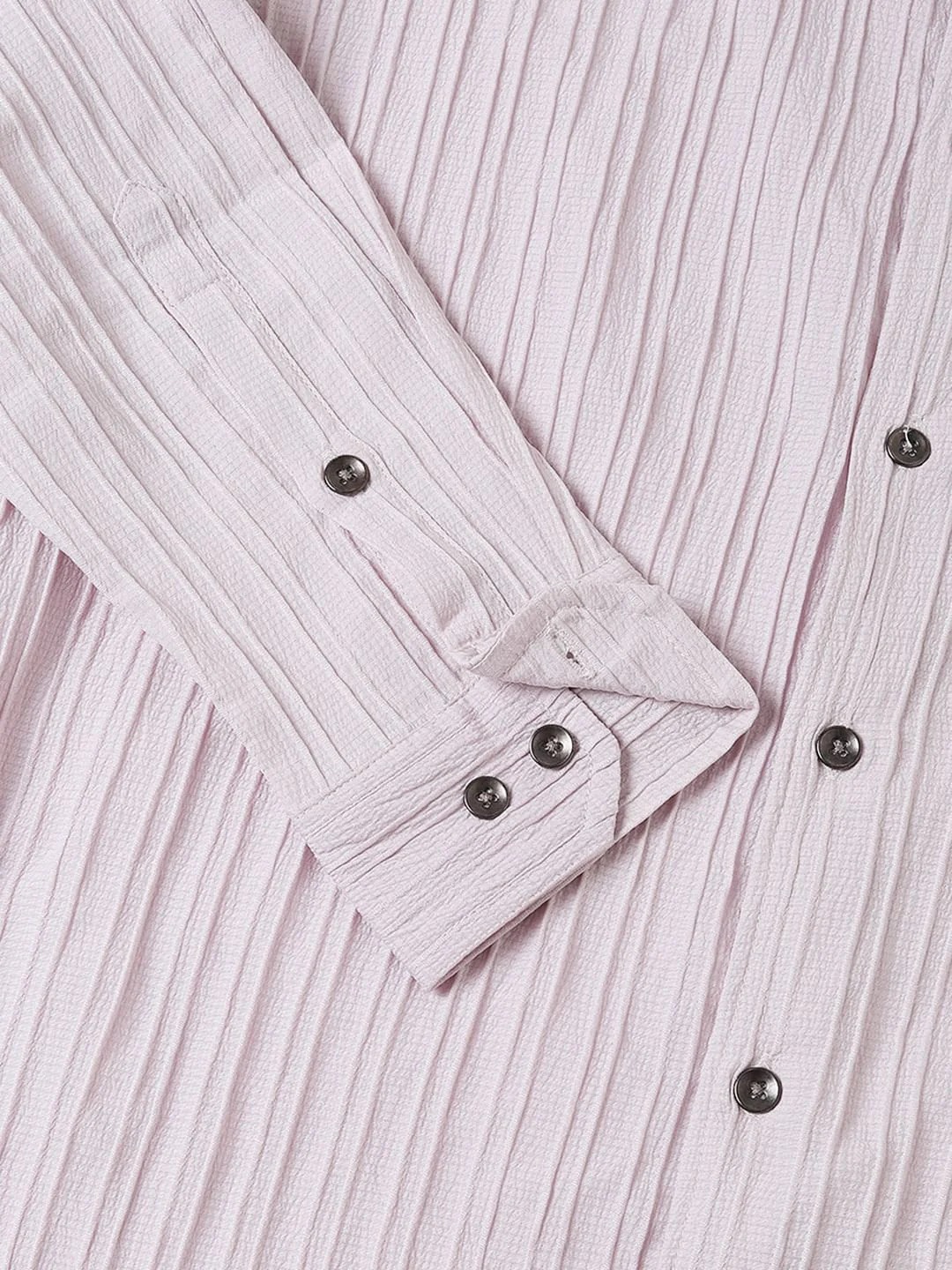 Pastel Candy Pink Line Textured Shirt - Image 9