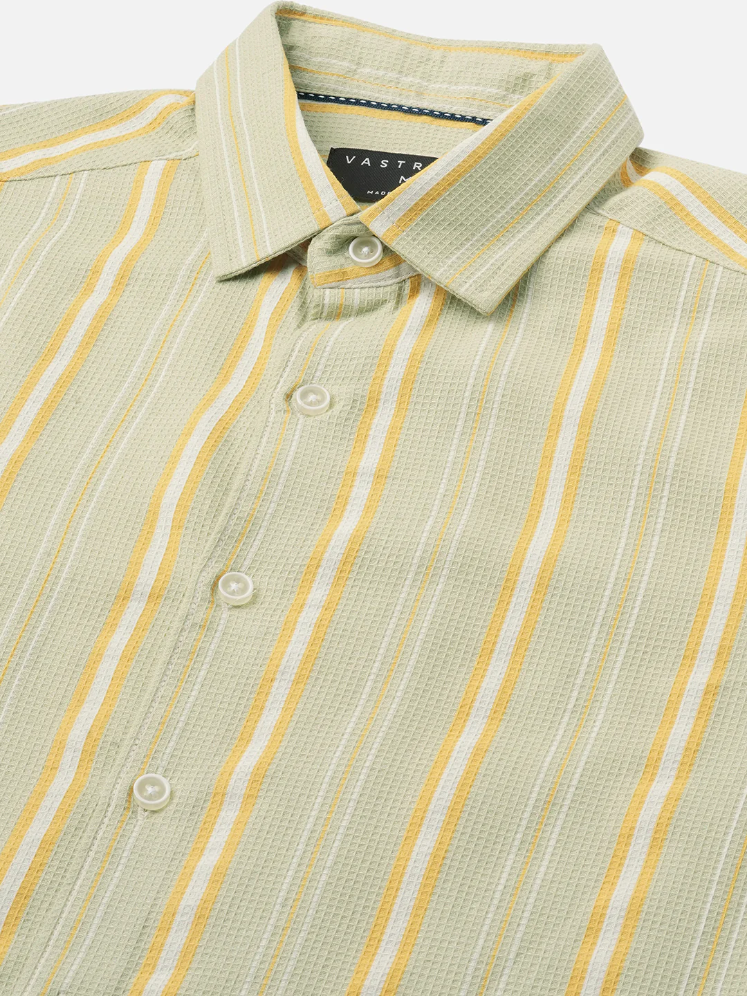 Pastel Green Coastal Striped Waffle Shirt - Image 3