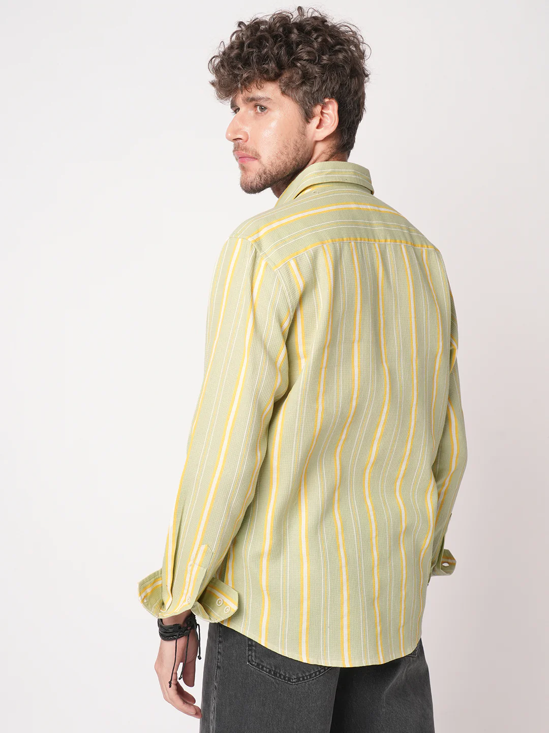 Pastel Green Coastal Striped Waffle Shirt - Image 6