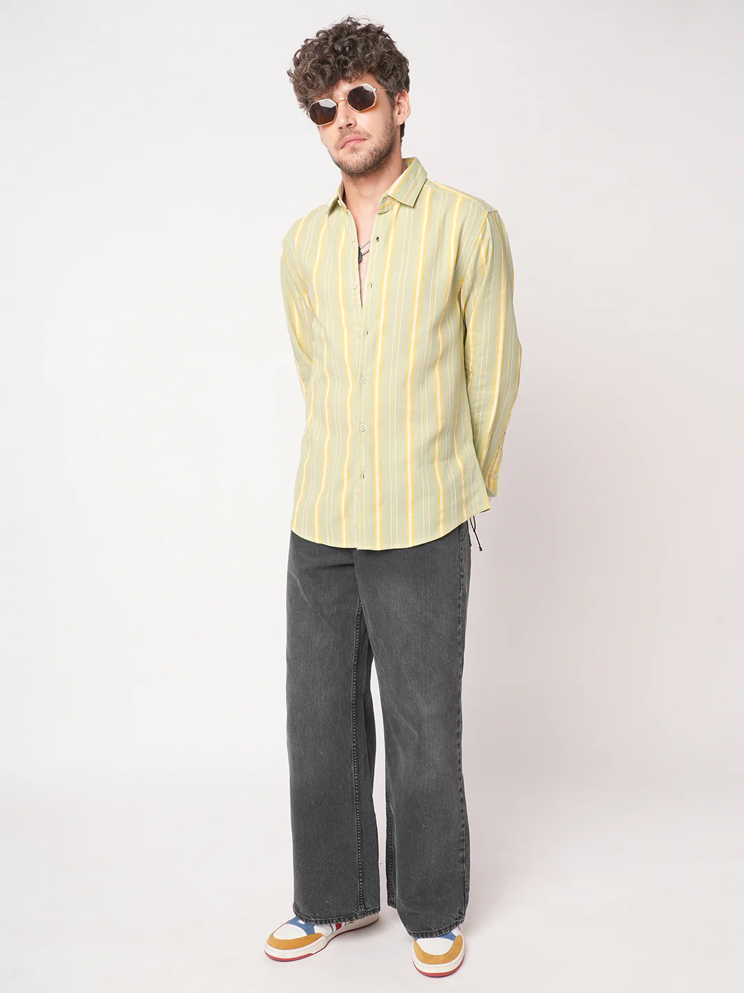 Pastel Green Coastal Striped Waffle Shirt - Image 7