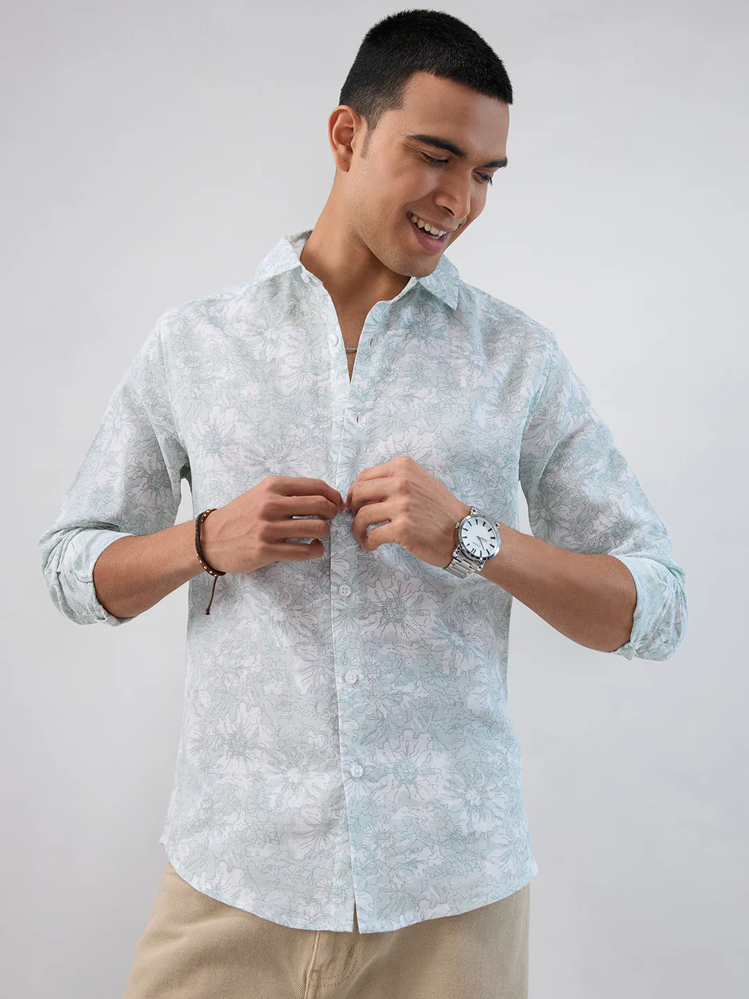 Pastel Green Floral Bloom Shirt - Image 2
