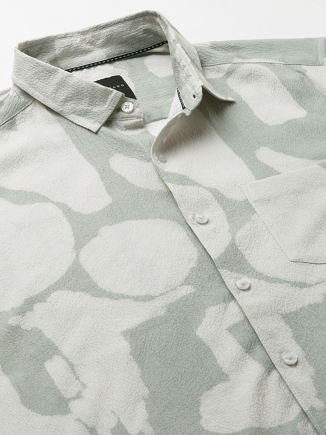 Pastel Mint Abstract Printed Crushed Shirt - Image 3