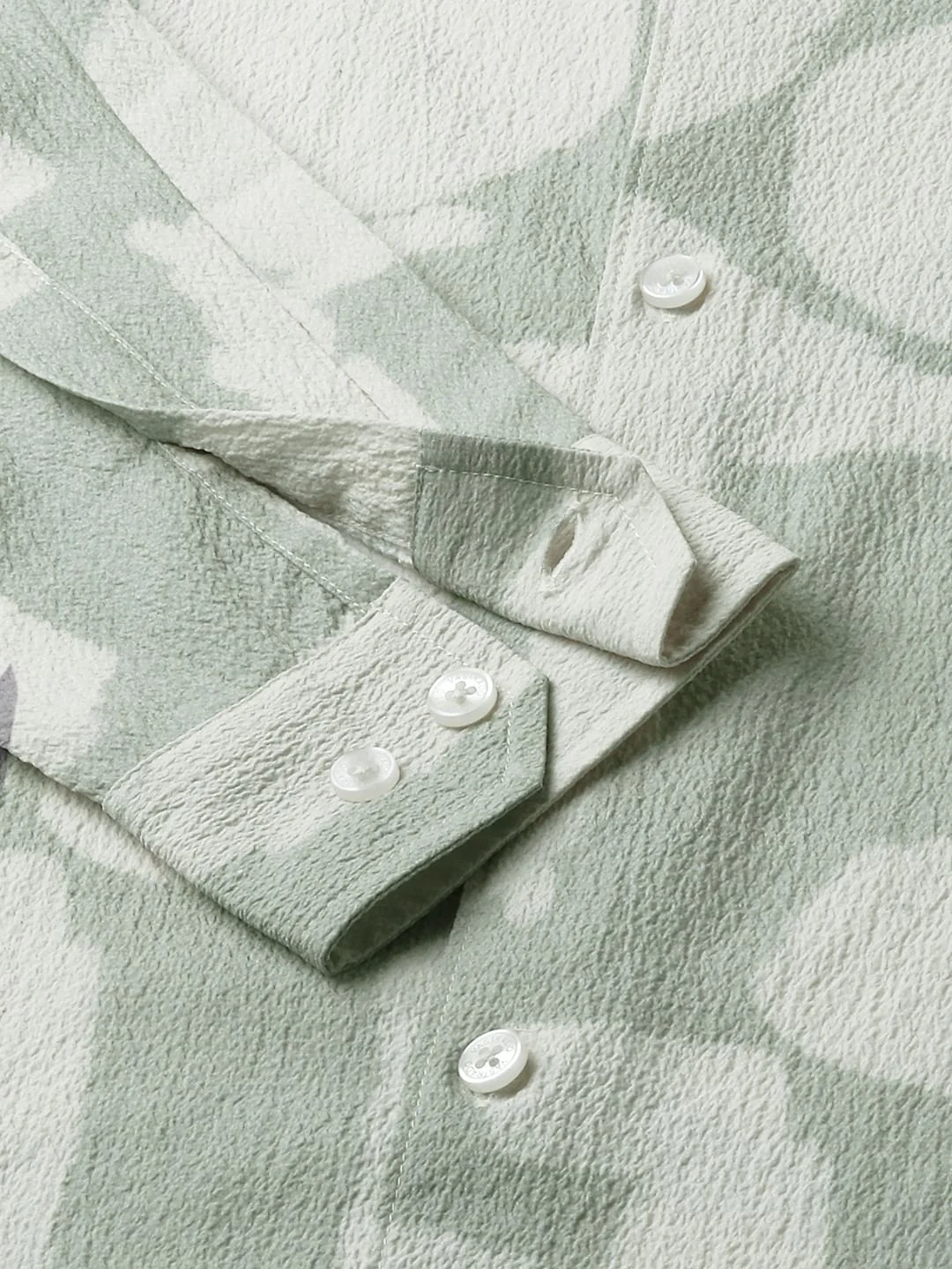 Pastel Mint Abstract Printed Crushed Shirt - Image 8