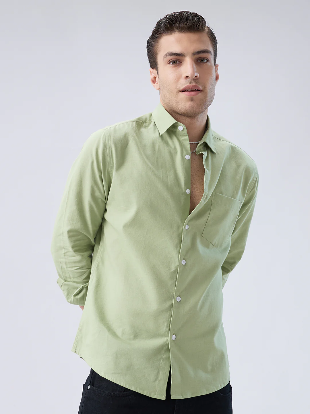 Pastel Mint Slub Weave Everyday Shirt - Image 4