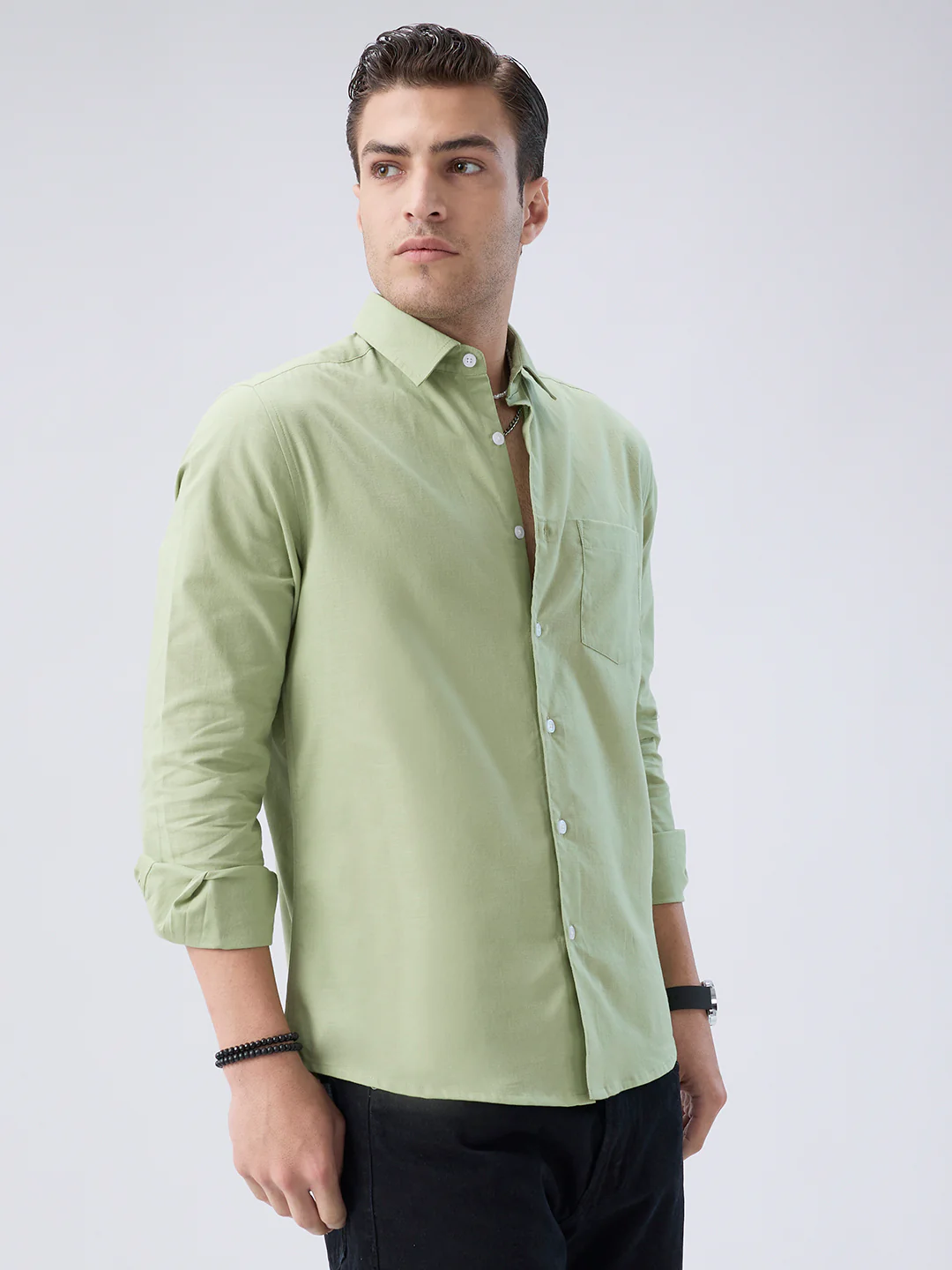 Pastel Mint Slub Weave Everyday Shirt - Image 5