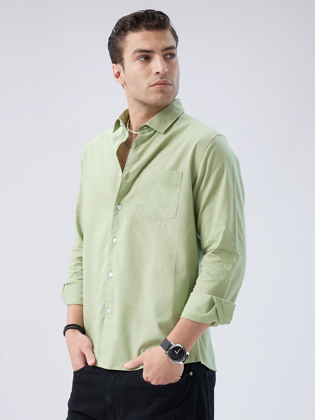 Pastel Mint Slub Weave Everyday Shirt - Image 6