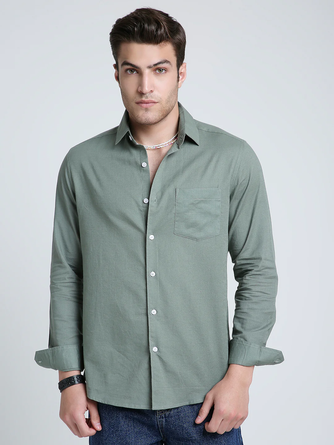 Pastel Olive Mist Everyday Shirt - Image 4