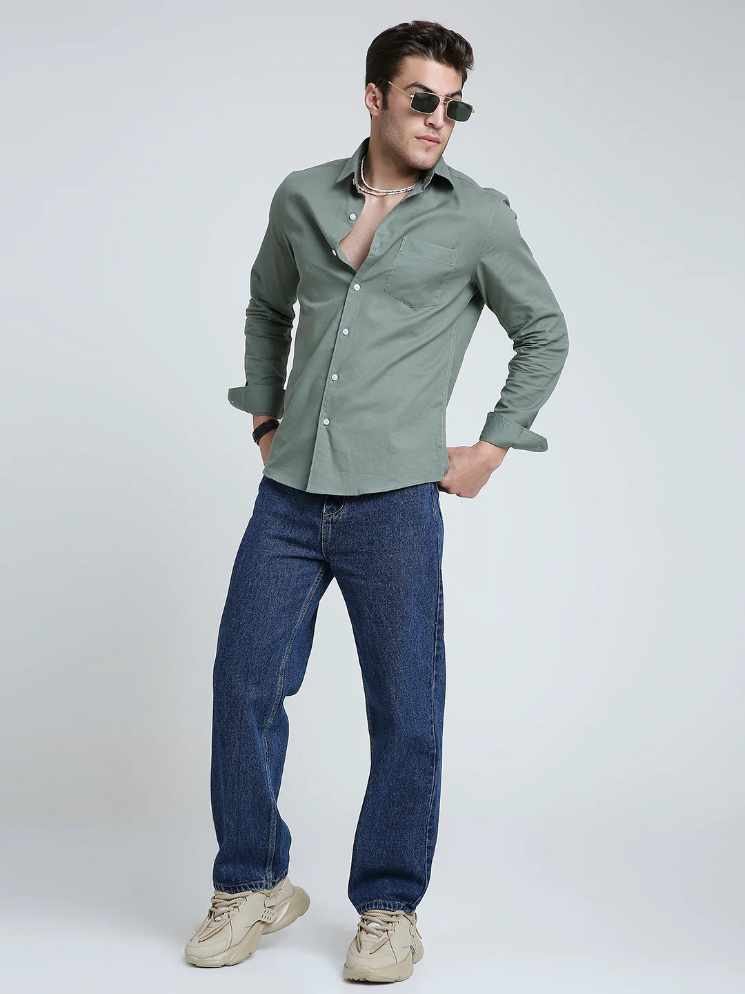 Pastel Olive Mist Everyday Shirt - Image 9