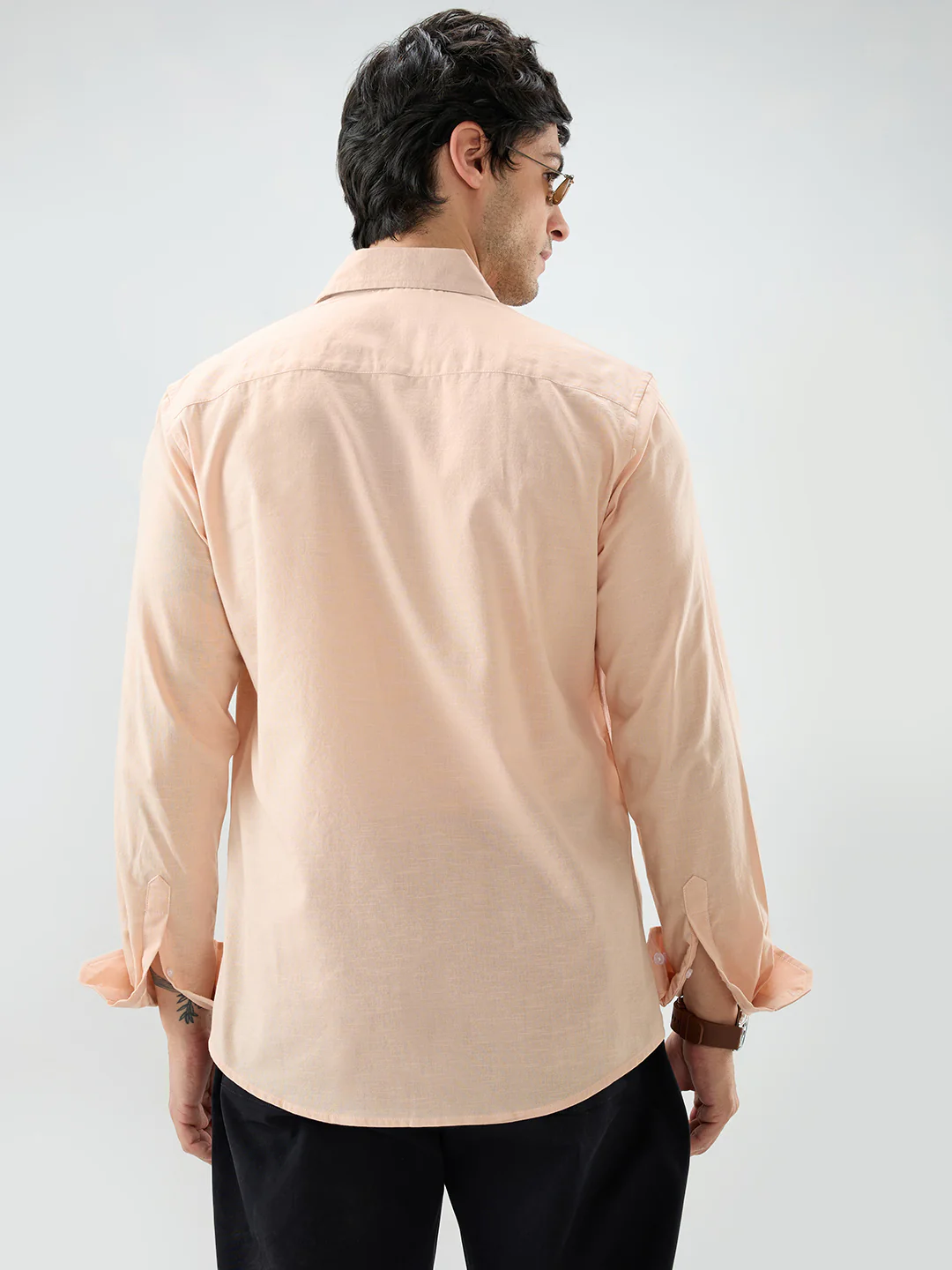 Pastel Peach Slub Textured Everyday Shirt - Image 7