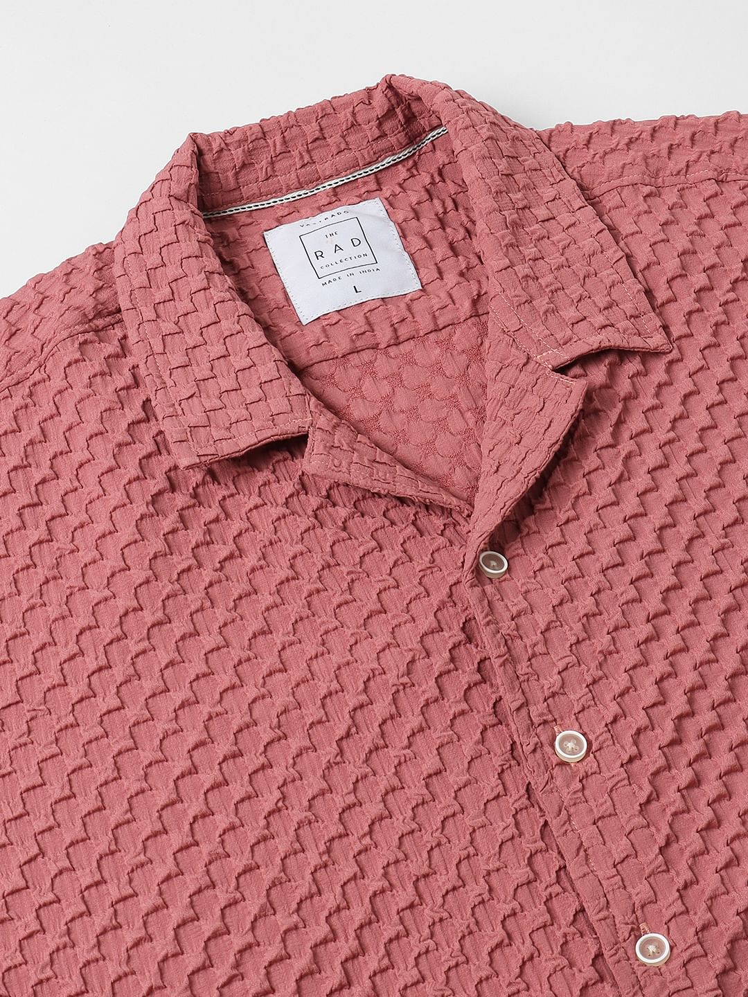 Peach Blossom Embossed Patterned Oversized Shirt - Image 3