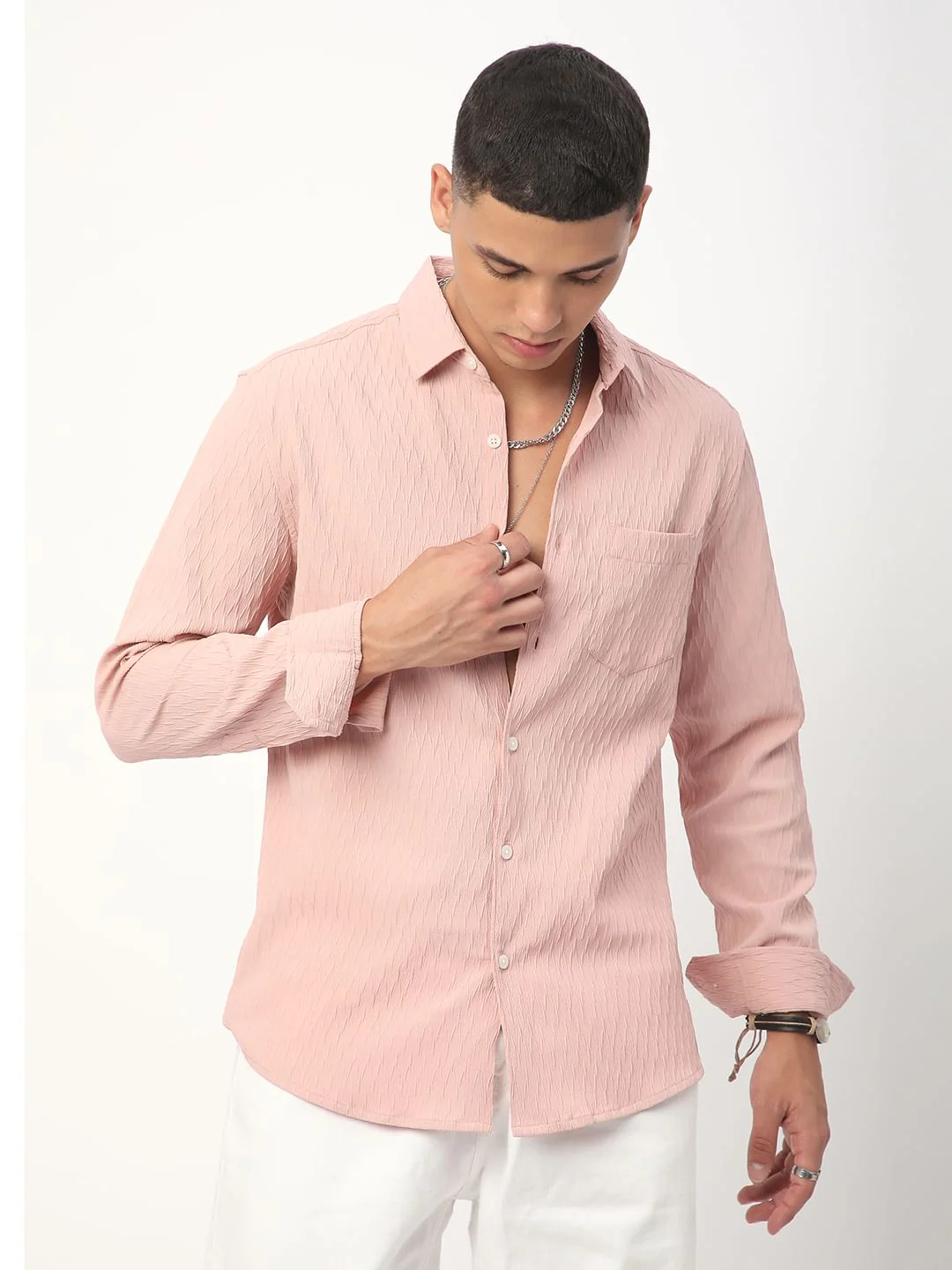 Peach Jacquard Shirt - Image 4
