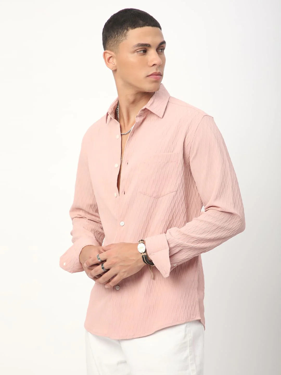 Peach Jacquard Shirt - Image 5