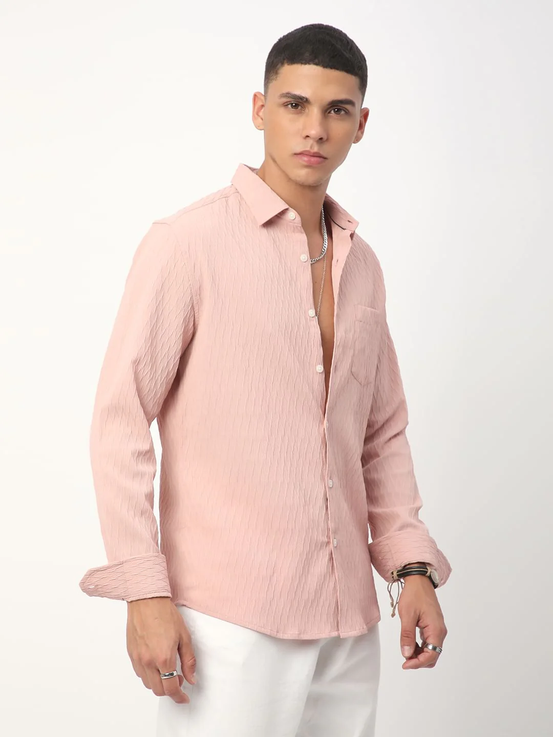 Peach Jacquard Shirt - Image 6