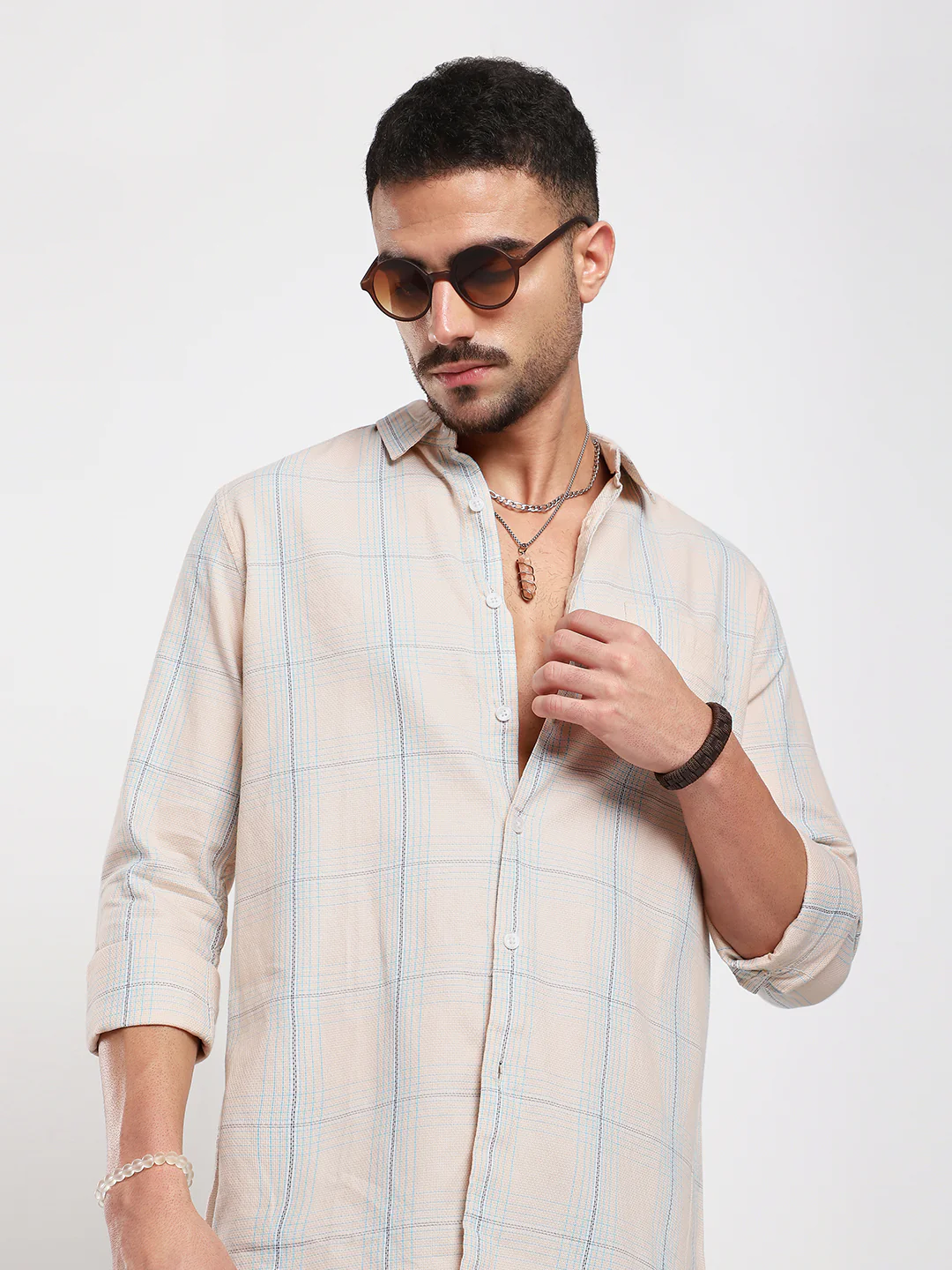 Peach Mist Skyline Checks Shirt - Image 2