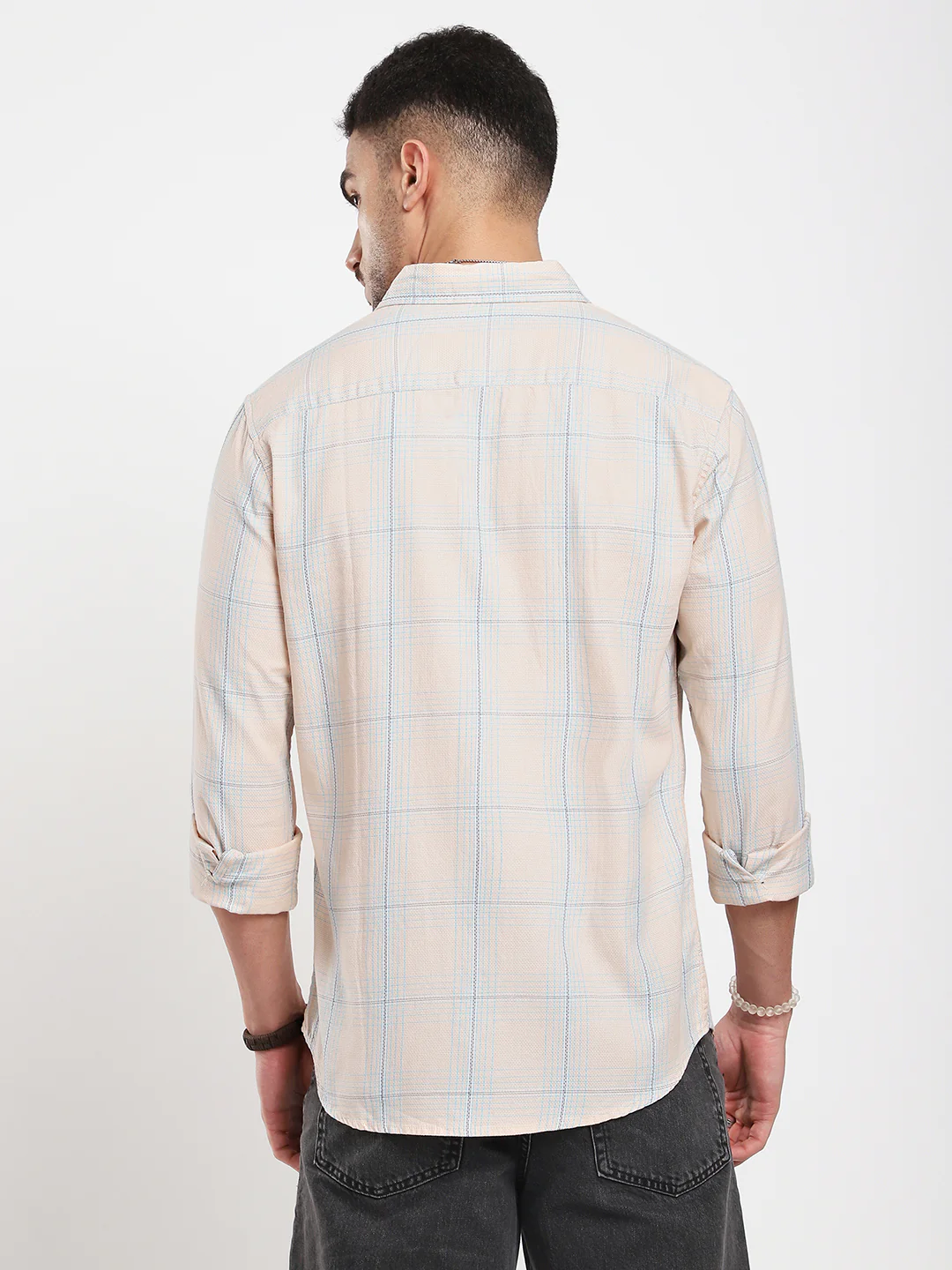 Peach Mist Skyline Checks Shirt - Image 7