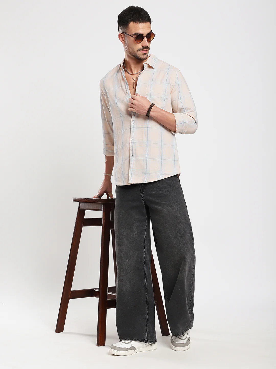 Peach Mist Skyline Checks Shirt - Image 8
