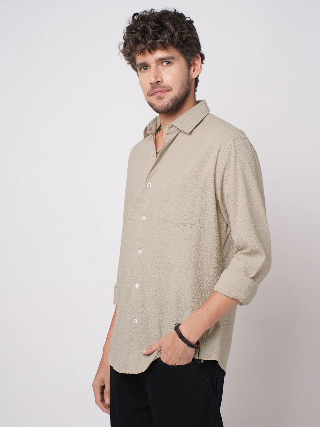 Pearl Beige Seersucker Shirt - Image 6
